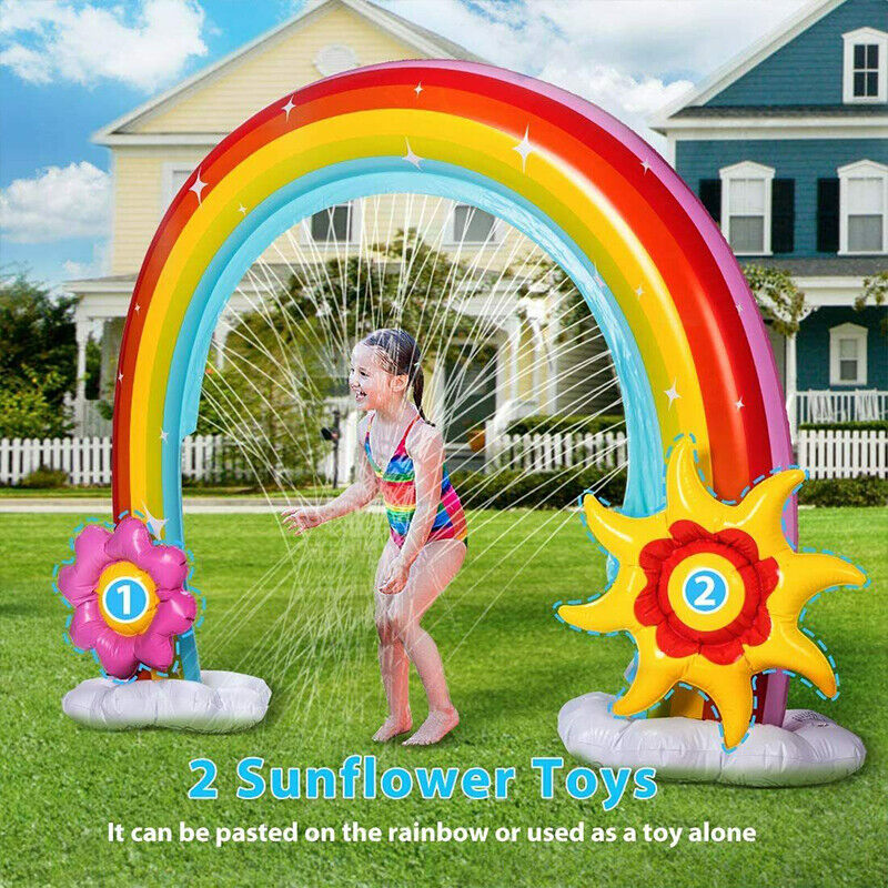 Inflatable Rainbow Sprinkler Summer Outdoor Kids Spray Water Toy Yard Party Pool