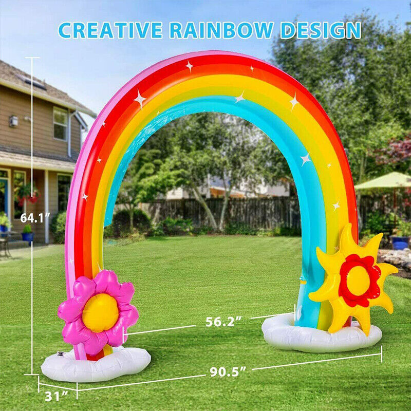 Inflatable Rainbow Sprinkler Summer Outdoor Kids Spray Water Toy Yard Party Pool