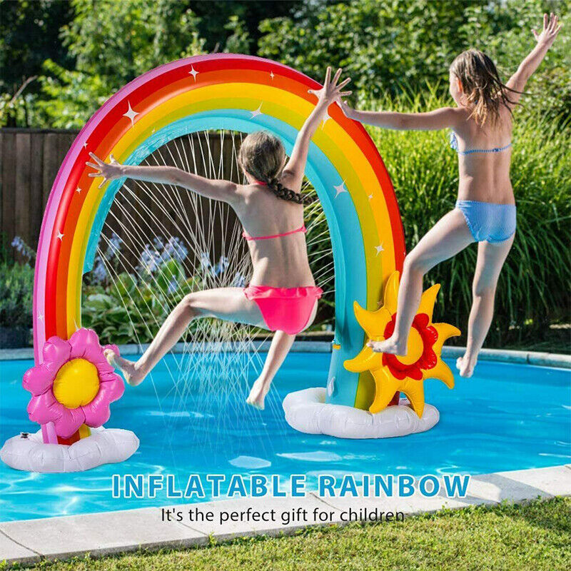 Inflatable Rainbow Sprinkler Summer Outdoor Kids Spray Water Toy Yard Party Pool