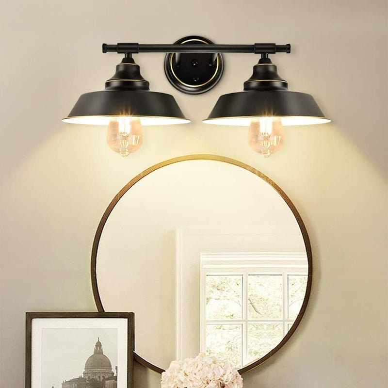 Bathroom Vanity Light Fixtures, 2 Light Farmhouse Wall Sconce Lighting, Industrial Metal Hanging Wall Lamp