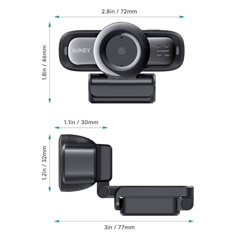 AUKEY PC-LM3 Autofocus Webcam 1080p Full HD with Noise Reduction Microphones