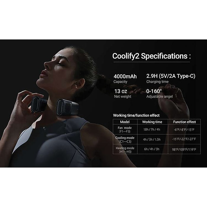 COOLIFY 2 Neck Air Conditioner, Portable Personal Cooler, Ultra Light Rechargeable USB Fan for Travel