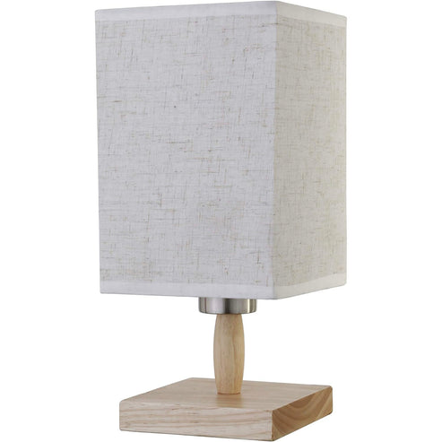 Rectangular Wood Base Table Lamp with LED Bulb - 5.5" x 5.5" x 11.2", Brushed Nickel