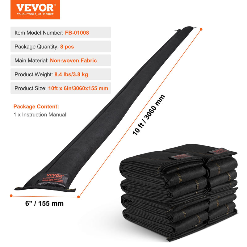 VEVOR Flood Barriers, Water Flood Dam Bags 8 Pack, Water Activated Flood Barriers for Home, Doorway, Driveway (10ft x 6in)