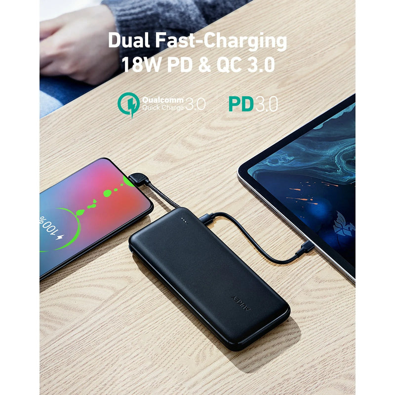 10000mAh Power Bank with Built In USB C Cable PB-N73C
