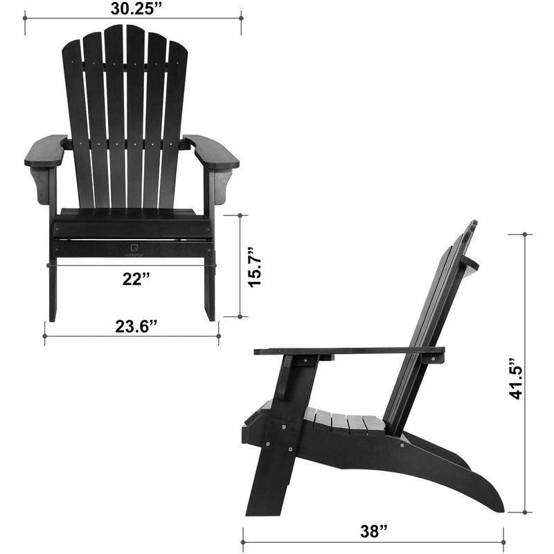 Oversized Adirondack Chair, Poly Lumber Patio Fire Pit Chair with 2 Cup Holders, 350lb Weight Capacity