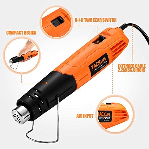 Heat Gun for Crafts, Mini Dual Temp Hot Air Gun Tool for Epoxy Resin,  Shrink Wrapping, Vinyl Wrap, Embossing, Electronics, Candle Making