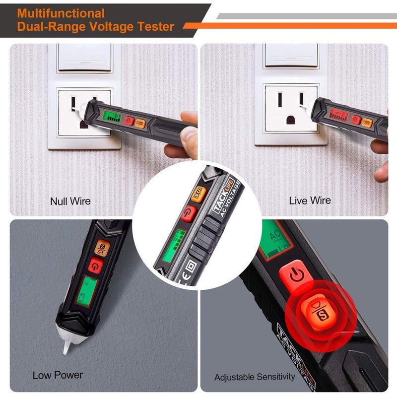 Non-Contact AC Voltage Tester with Adjustable Sensitivity, LCD Display VT02 - Rack To Door