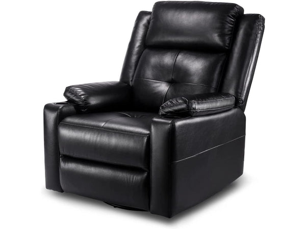 Swivel Glider Upholstered Faux Leather Recliner Chair