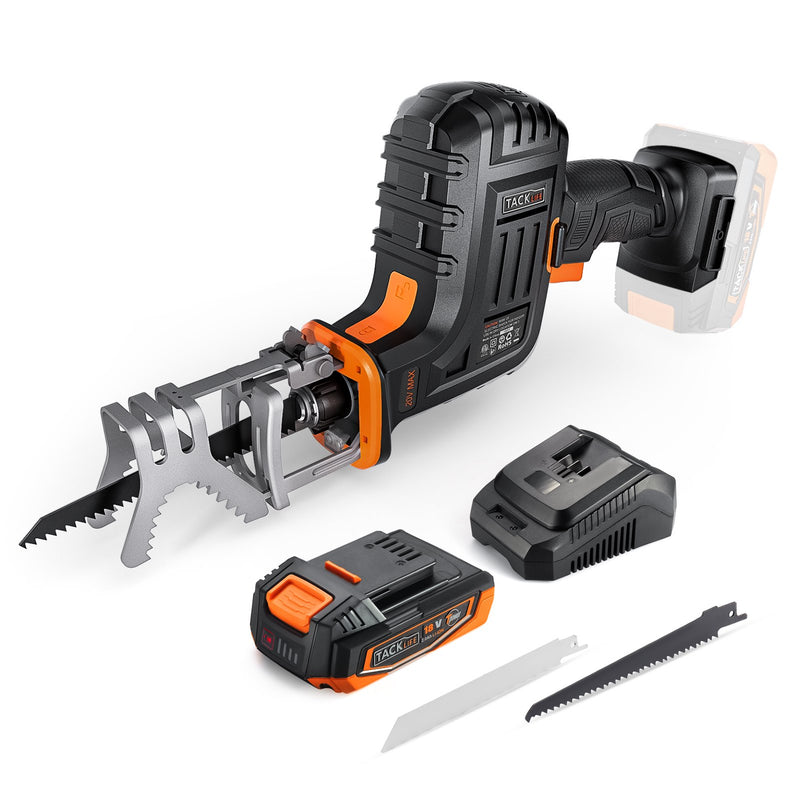 20V Cordless Reciprocating Saw with Lithium Battery, Charger, and 2 Blades