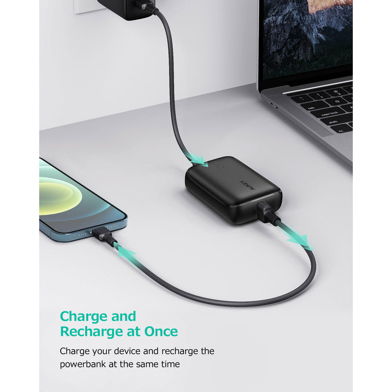 PB-N83 Mini USB C Portable Charger Black 10000mAh - Rack To Door