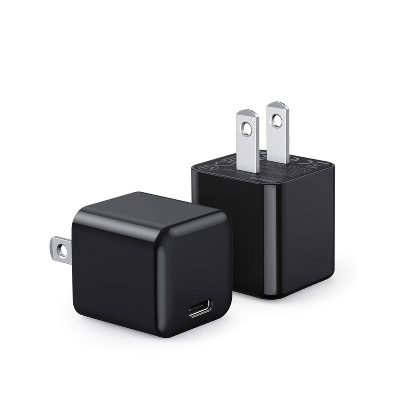 2-Pack Mini 20W Fast USB-C Wall Chargers with PD 3.0