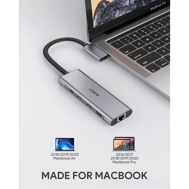 9-in-2 USB-C Docking Station, 2*USB 3.1 Type C Male to HDMI*2, Massive Expansion, Crystal Clear Triple Display, Powerful Charging, Fast Data Transfer & Gigabit Ethernet Connection