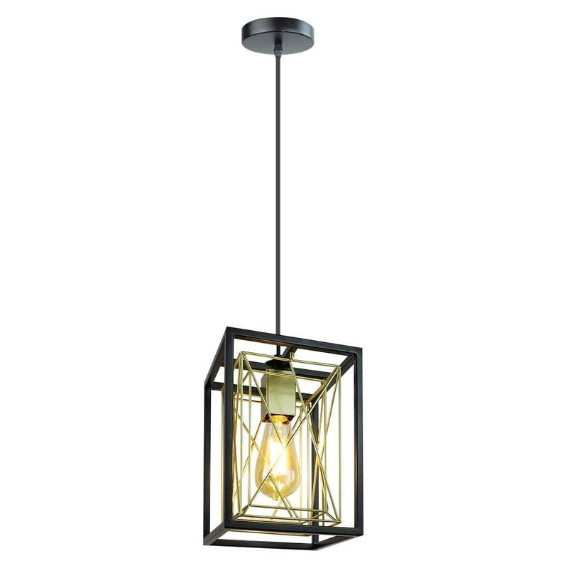 Industrial Pendant Light Fixtures, 1-Light Farmhouse Chandelier with Adjustable Cord, Vintage Black Gold Hanging Ceiling Lighting for Kitchen Island Sink Hallway Dining Room Foyer, UL Listed