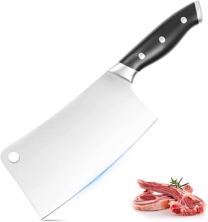 7 Inch Meat Cleaver, Heavy Duty Bone Chopping Knife - German Stainless Steel