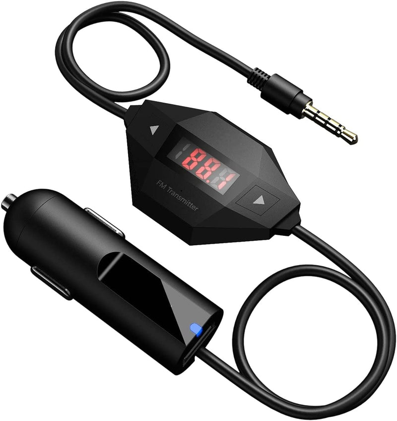 FM Transmitter, Radio Adapter Car Kit with USB Car Charger, Compatible with Smartphones