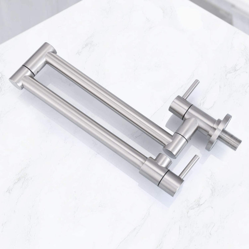 Stainless Steel Wall-Mounted Pot Filler Faucet with Dual Swing Folding Arms