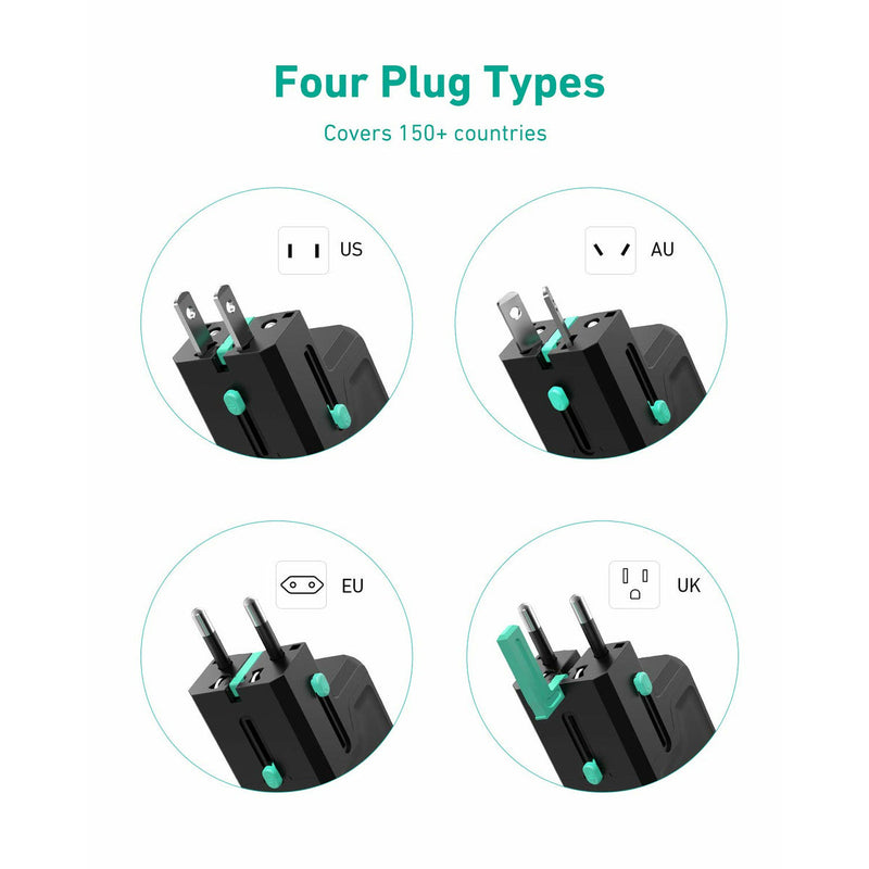 Universal QC&PD3.0 Travel Plug Adapter Power Converter with 4 Ports