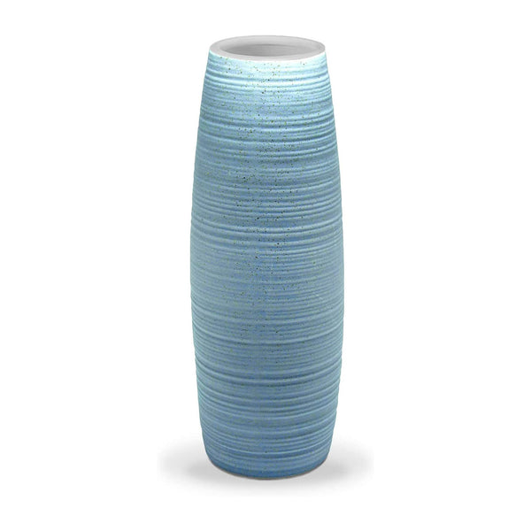 Flower Bouquet Vase, 8.5 Inch Blue Textured Ceramic Vase for Home Decor