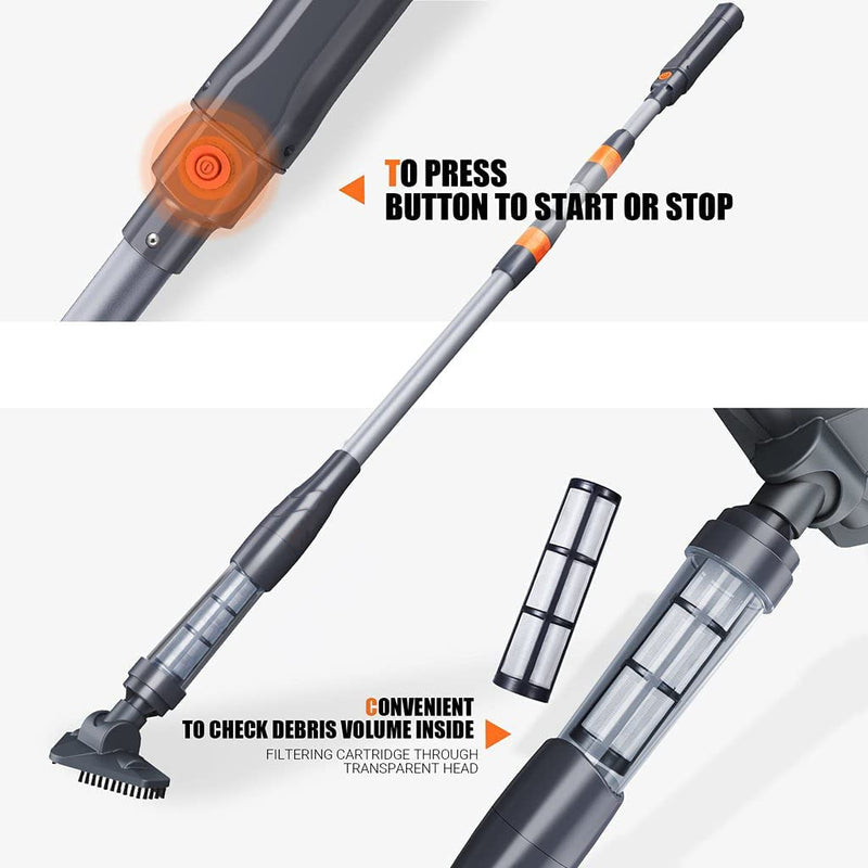 2200 mAh Extendable Portable Pool Vacuum - TKHPVLT - Rack To Door