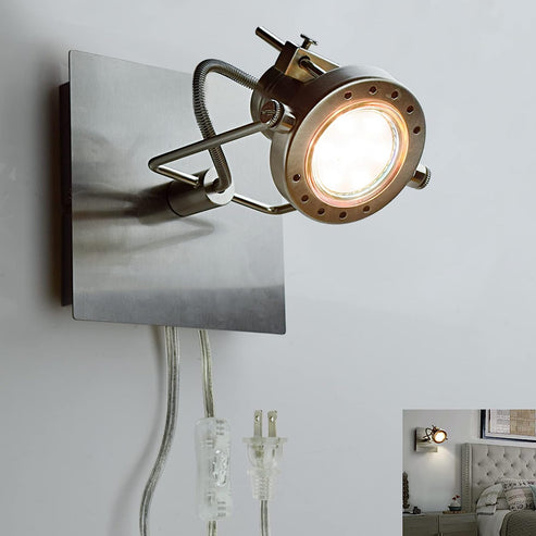 Led Ceiling Spotlight, Adjustable Wall Mount Lamp, Plug-in Track Light Kit Lighting for Bedside, Headboard Picture, Bedroom, Kitchen, Living Room, Warm White
