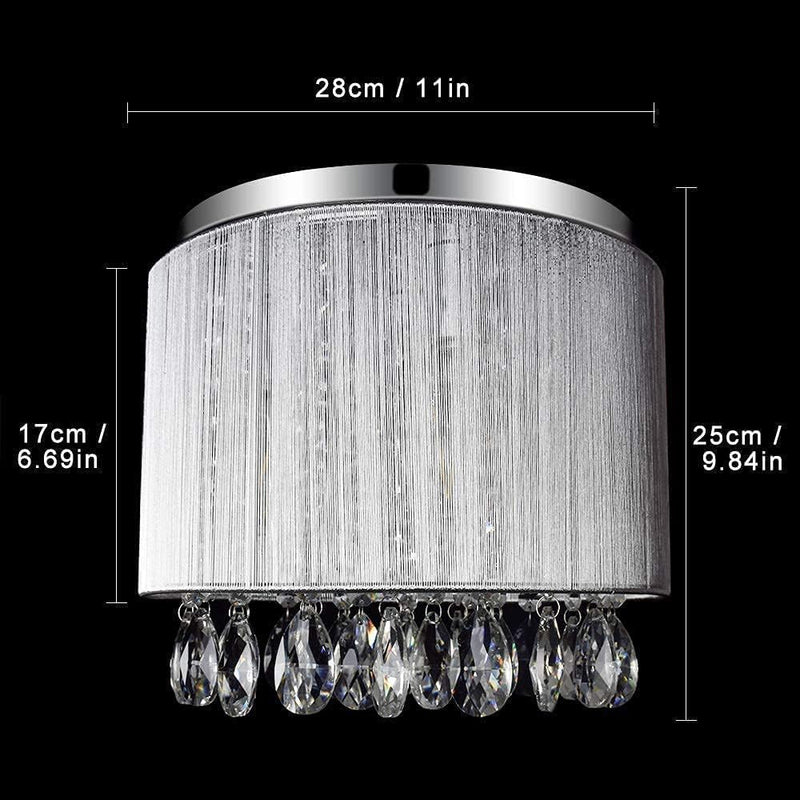 Modern 11-Inch Crystal Chandelier Flush Mount Ceiling Light Fixture