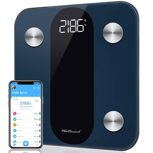Smart Digital Bathroom Scale with Heart Rate Tracking, Body Fat, High-Precision BMI, Body Composition Analysis with Bluetooth Smartphone App