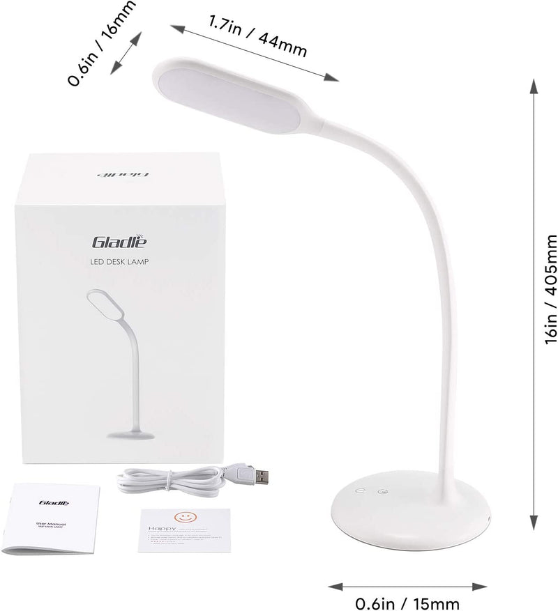 LED Desk Lamp, Cordless Rechargeable Dimmable Reading Light with Timer, Adjustable Touch Lamp, USB Charging Port