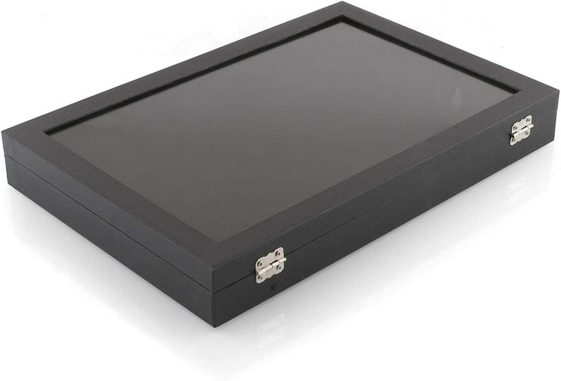 Ring Storage Box, 100 Slots Jewelry Ring Display Case with Glass Lid