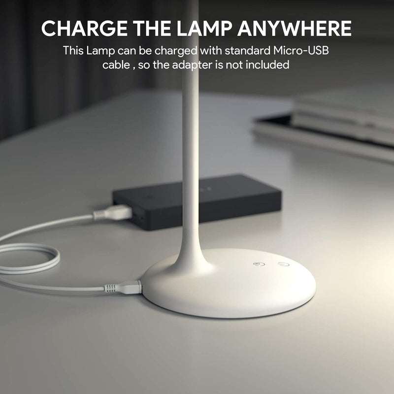 LED Desk Lamp, Cordless Rechargeable Dimmable Reading Light with Timer, Adjustable Touch Lamp, USB Charging Port
