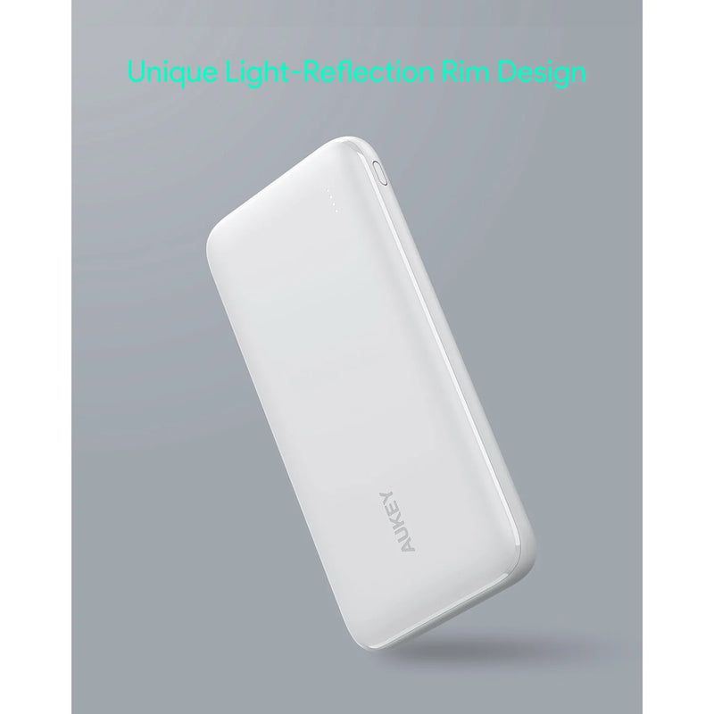 AUKEY USB C Power Bank 10000mAh Portable Charger(White)