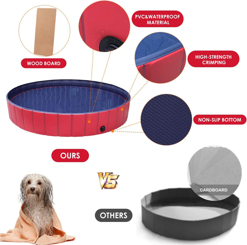 Dog Swimming Pool with Brush, Collapsible Pet Bath Pool Foldable Bathing Tub