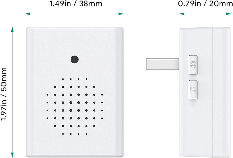 Indoor Chime for Video Doorbell, 80m Range 20 Doorbell Tones, 3 Volume Levels