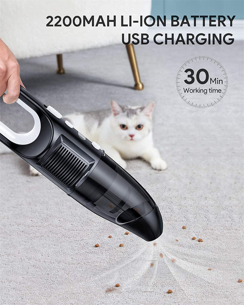 Handheld Vacuum, Cordless Car Vacuum Cleaner with 6KPa Strong Suction and 120W High Power - Rack To Door
