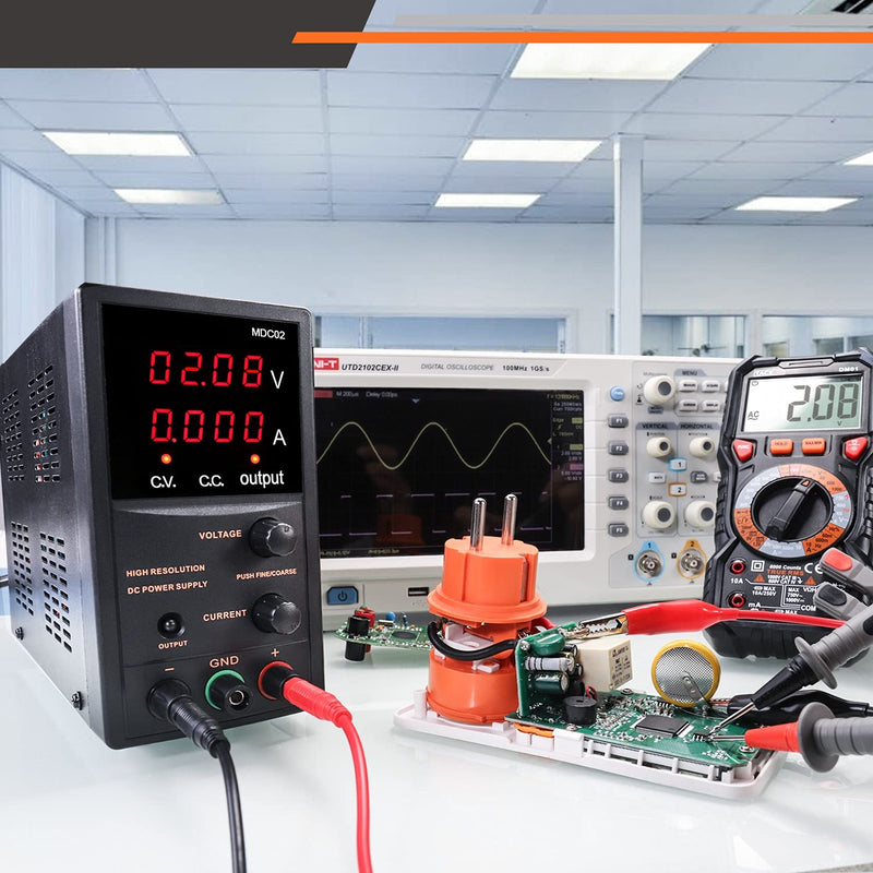 DC Variable Power Supply, Course and Fine Adjustments, 4-Digit Display