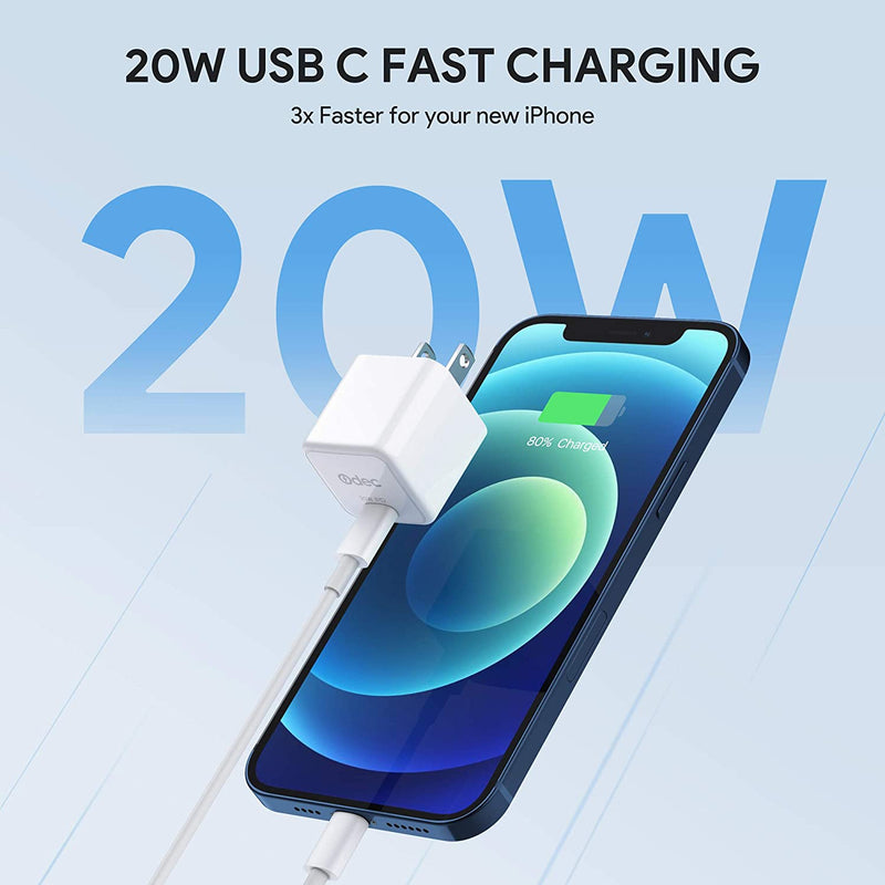 USB C Charger, 20W iPhone Fast Charger 2 Pack Type C Wall Charging Adapter