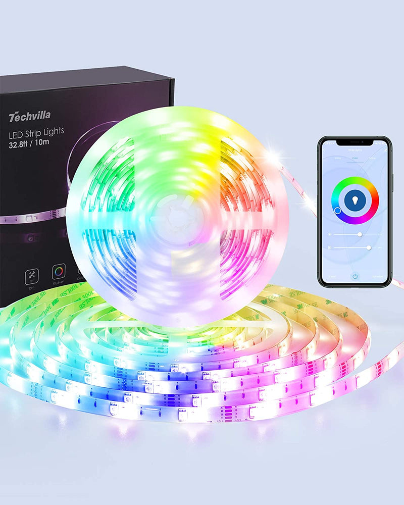 32.8ft Smart LED Strip Lights, 5050 RGB Color Changing & White Lights Strip