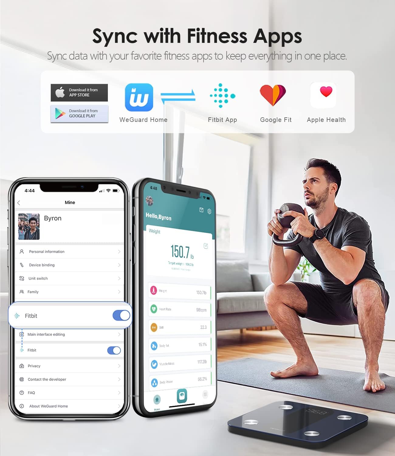 WEGUARD Smart Body Fat Scale Bluetooth Racktodoor