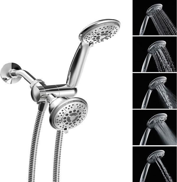 2-in-1 Shower Head Combo with Handheld & Fixed Shower Heads