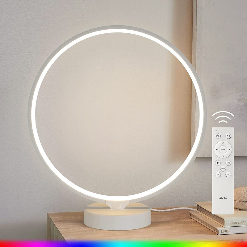 Circle Table Lamp with White & Color LEDs + Remote Control