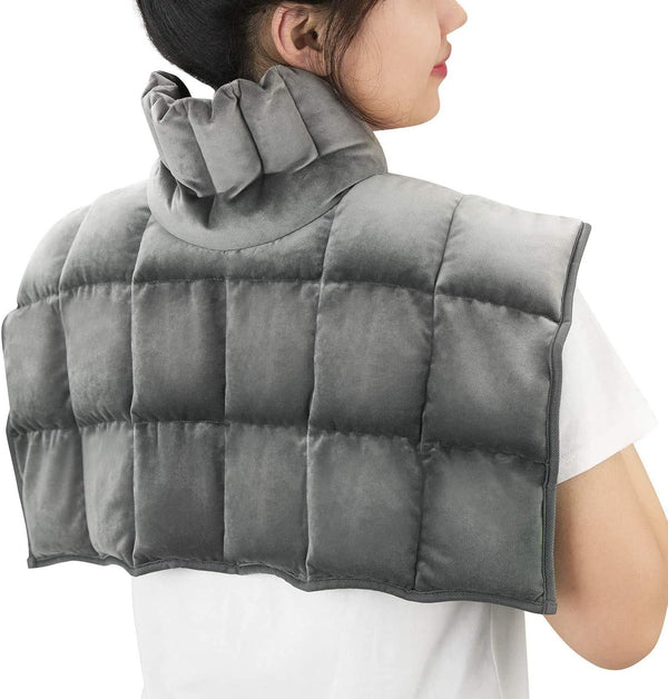Heated Neck & Shoulder Wrap Calming Heat Weighted Heating Pad Microwavable for Neck - Rack To Door