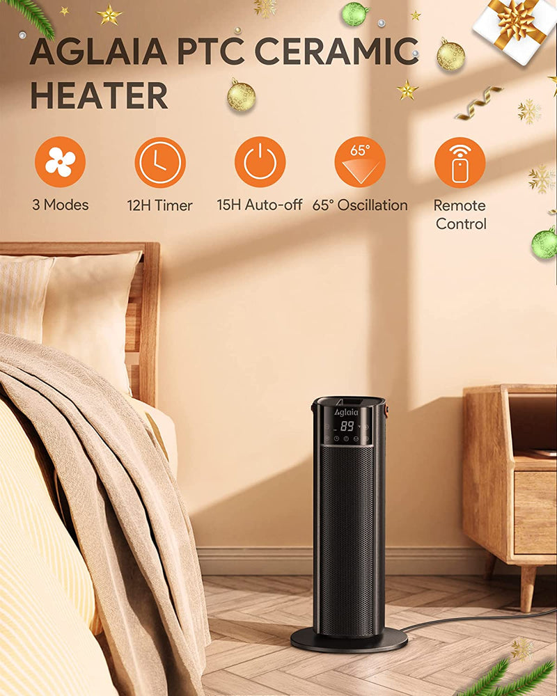 Portable Electric Heaters, 1500W Fast Heating, 65°Oscillation, Timer & Remote Control - Rack To Door