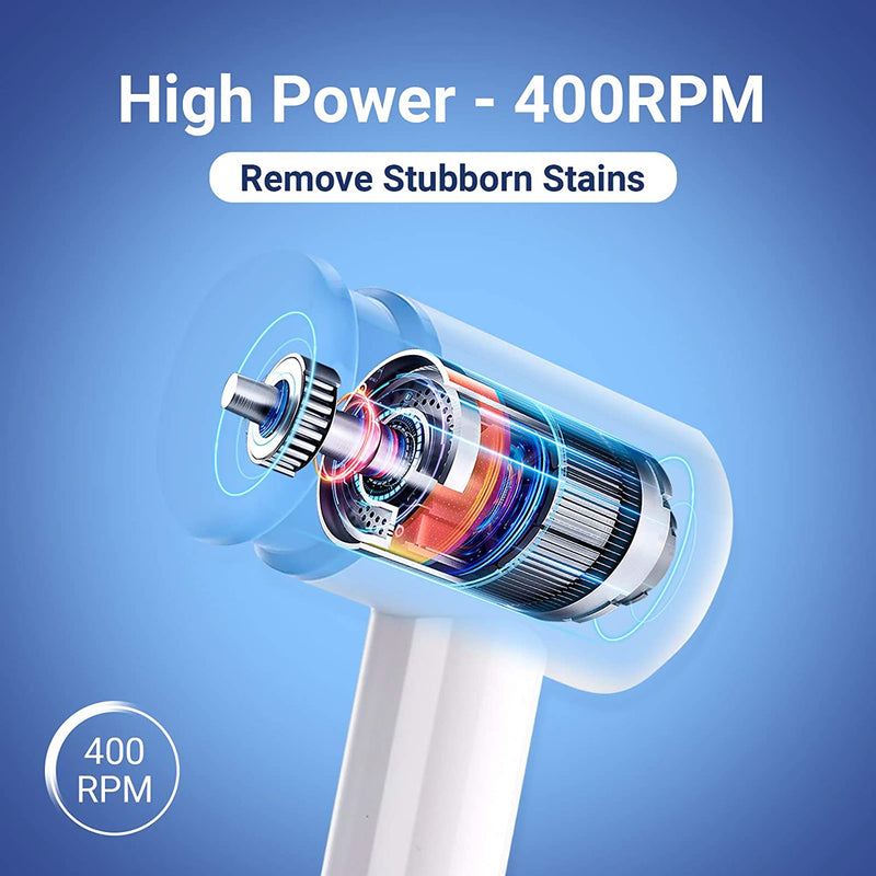 400 RPM Cordless Power Scrubber with Rechargeable Battery, 7 Brush Heads - TLTS01D - Rack To Door