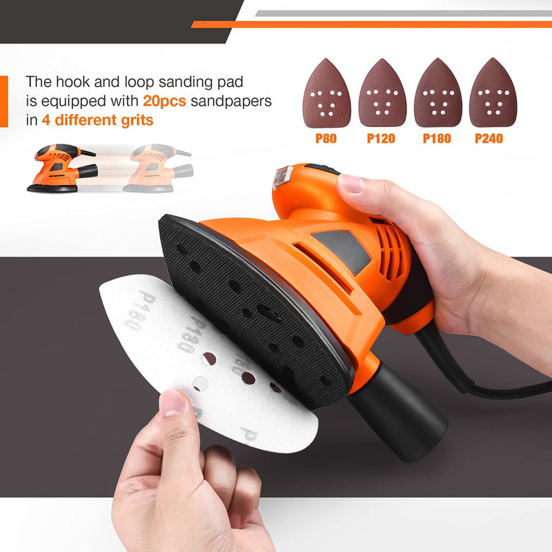 Mouse Detail Sander 12000 OPM Electric Sander with 20Pcs Sandpapers - PMS04A - Rack To Door