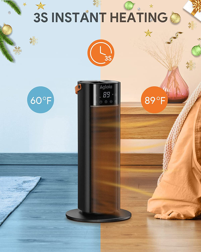Portable Electric Heaters, 1500W Fast Heating, 65°Oscillation, Timer & Remote Control - Rack To Door