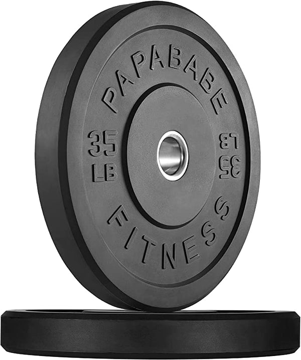 2-Pack Premium Olympic Bumper Plate Weights with Steel Insert (35lbs Each)