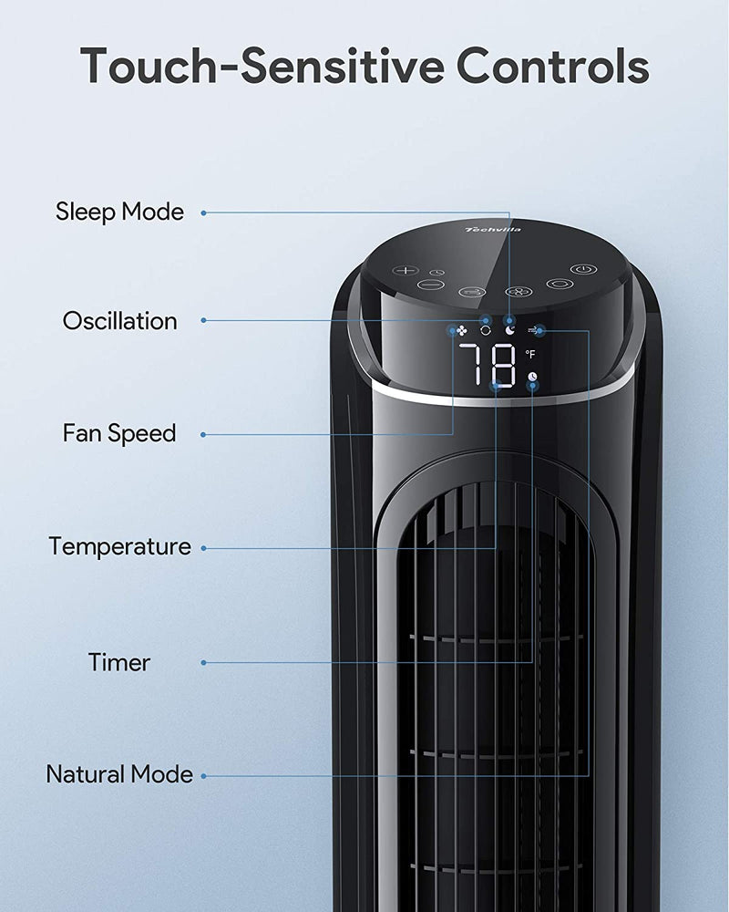 360° Oscillating Fan with Remote Control 40", 3 Modes and 3 Speeds Setting