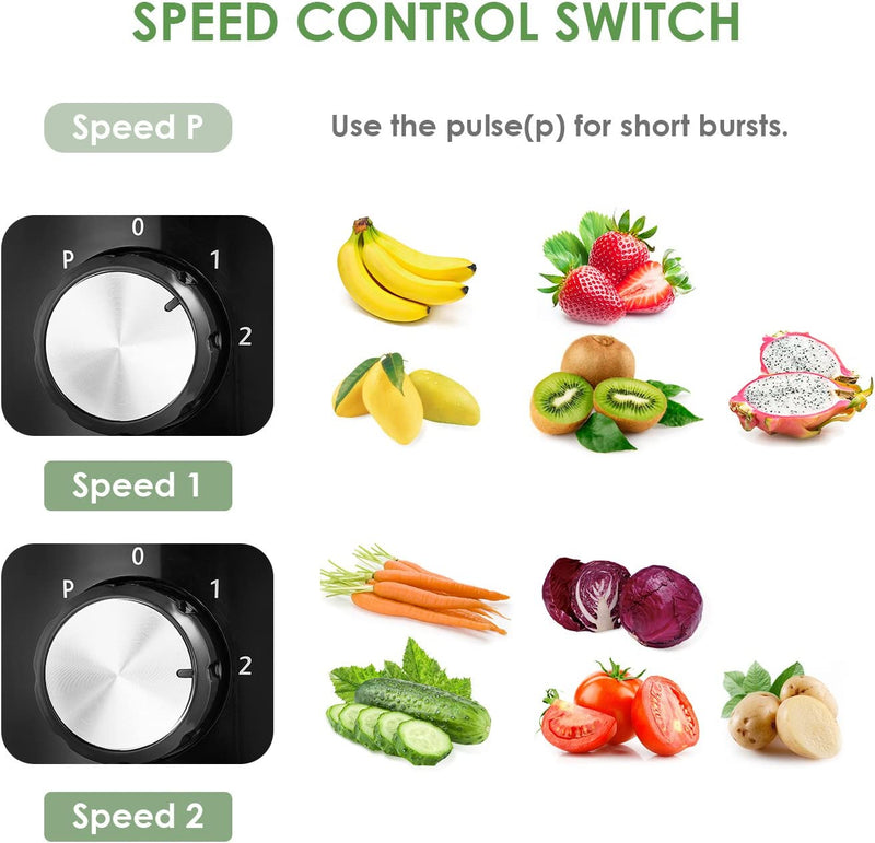5-Cup Food Processor, 3 Speeds 500W, Electric Food Chopper with Stainless Steel