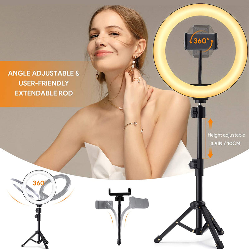  10 LED Selfie Ring Light with Tripod Stand & Cell