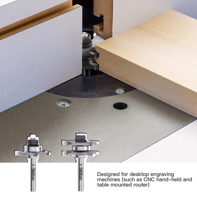 Router Bit Set 1/4 Shank, Tongue and Groove Router Bit Set with 4Pcs Bearings Set RB31C